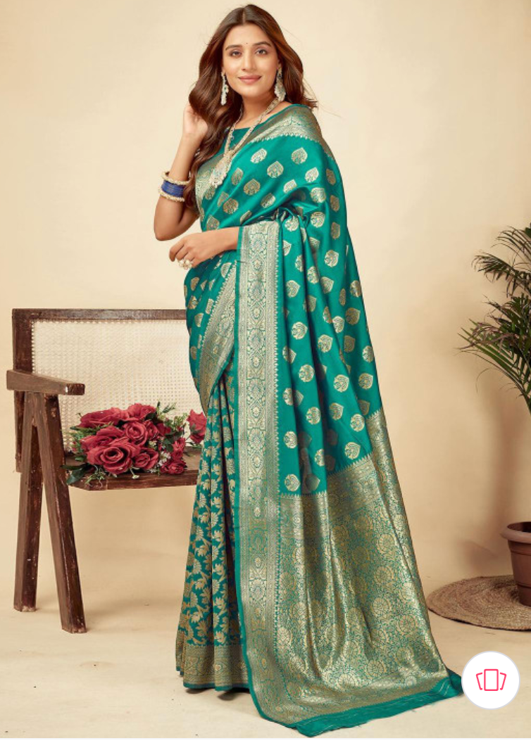 Woven Design Zari Silk Blend Banarasi Saree