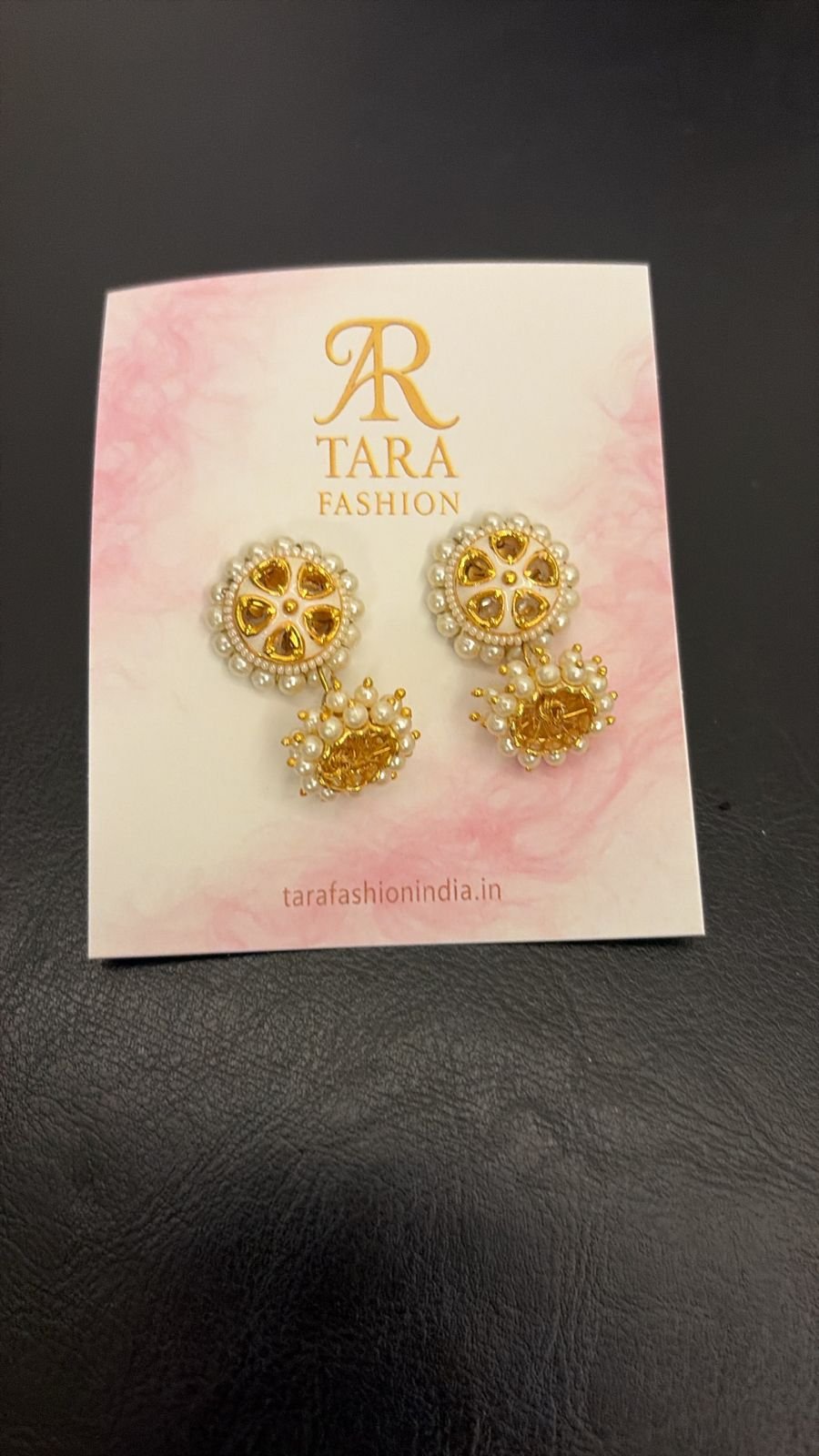Floral Kundan Round Jhumka Earrings with Pearl Border