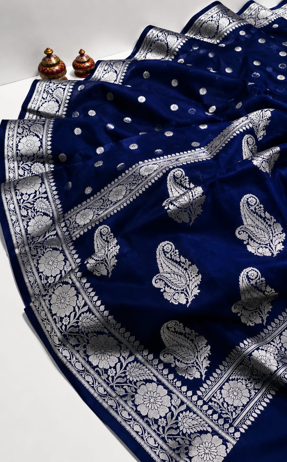 Royal Blue Banarasi Katan Silk Saree with Silver Zari