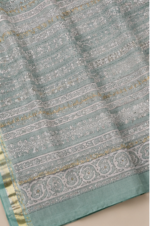 Elegant Sea Green Maheswari Silk Saree view 3