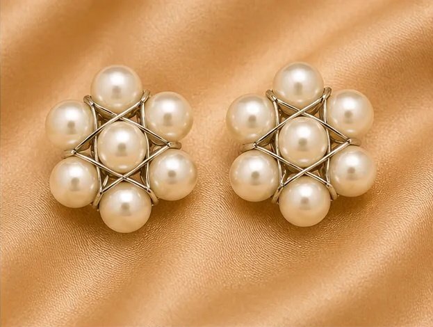Chic Floral Pearl Wire-Wrapped Stud Earrings