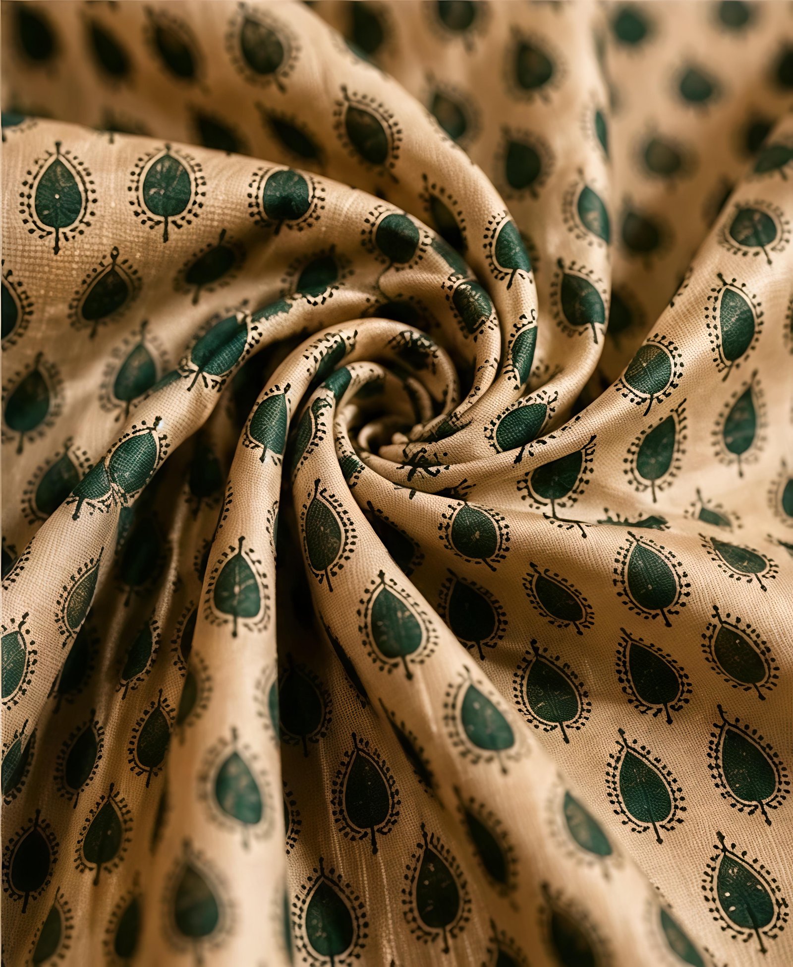 Off-White and Yellow Maheswari Silk Saree with Leaf Motifs view 7