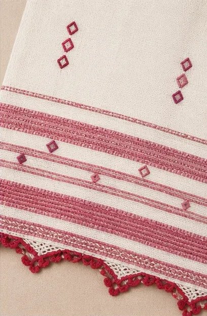 Ivory Crimson Handwoven Cotton Dupatta view 3