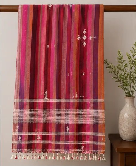 Rosewood Sunset Striped Cotton Dupatta