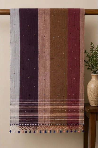 Vintage Mocha Colourblock Cotton Dupatta view 5