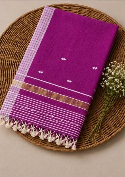Royal Magenta Handwoven Cotton Dupatta view 4