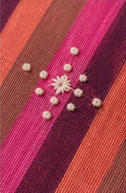 Berry Sunset Striped Cotton Dupatta view 5