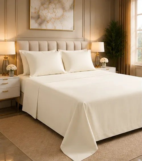 400 TC Premium Cream/Off-White Bedsheet view 5