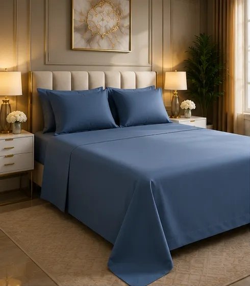 400 TC Premium Blue Bedsheet view 4