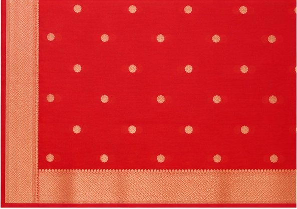 Elegant Red Zari Butti Banarasi Saree view 2