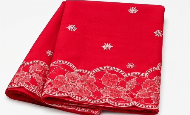 Ruby Red Floral Embroidered Designer Saree view 5