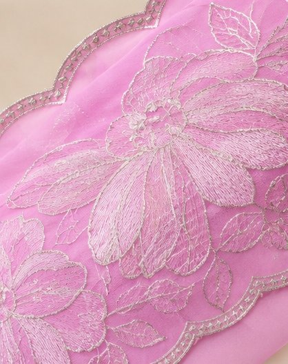 Lavender Pink Floral Embroidered Designer Saree view 5