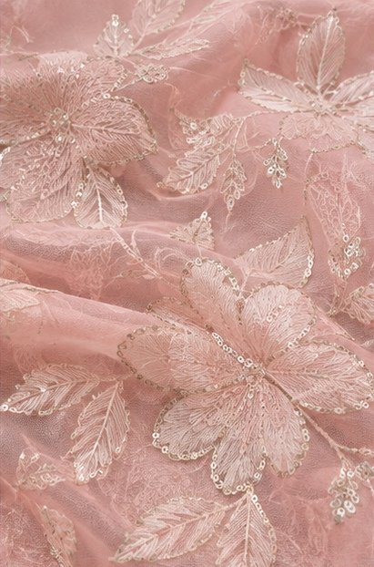 Blush Pink Floral Embroidered Designer Saree view 2