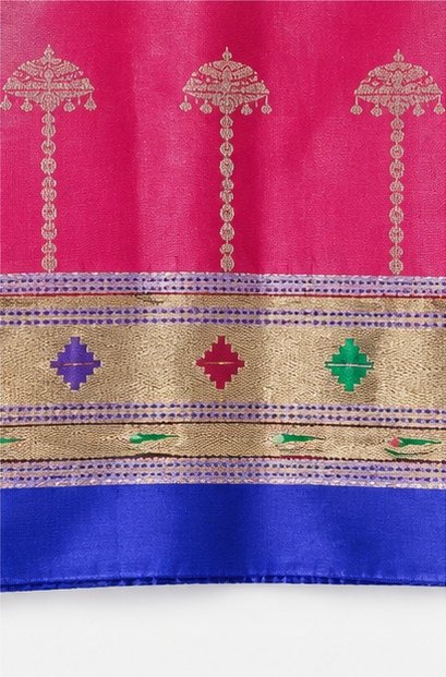 Royal Blue Paithani Silk Saree with Ganesha Pallu view 6