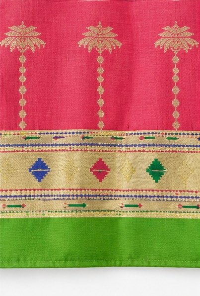 Parrot Green Paithani Silk Saree with Ganesha Pallu view 6