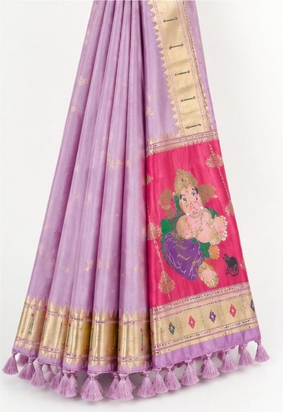 Pink Paithani Silk Saree with Ganesha Pallu