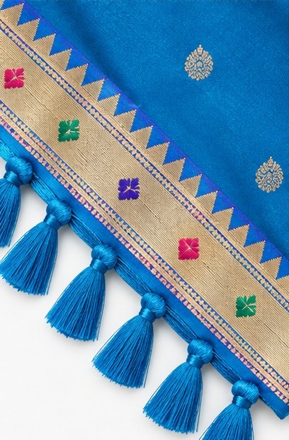 Royal Blue Traditional Paithani Silk Saree with Ganesha Pallu view 5