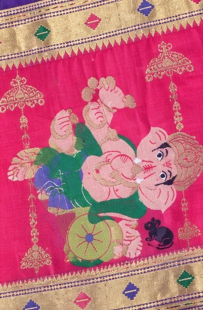 Royal Purple Paithani Silk Saree with Ganesha Pallu view 4