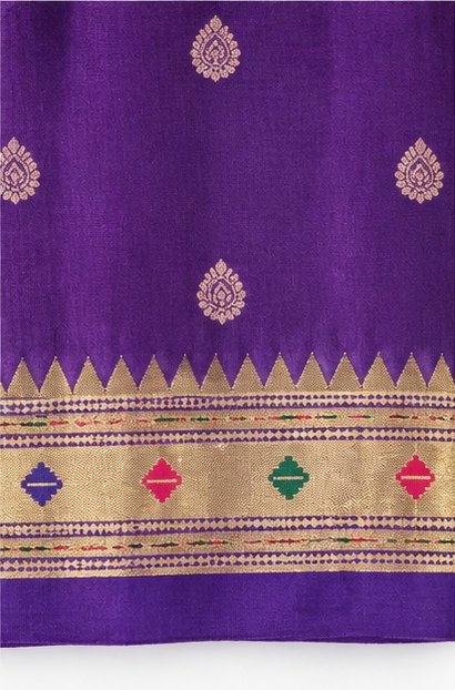 Royal Purple Paithani Silk Saree with Ganesha Pallu view 6